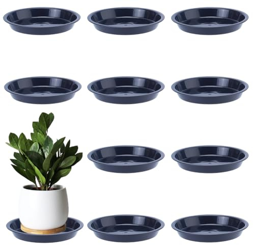 BEAMARKER 10Pcs Plant Saucer Drip Trays 6 Inch Black Plastic Plant Pot Saucers Flower Pot Tray Durable Round Pallets Water Catcher Decorative Container Accessories for Indoors Outdoor Patio Garden