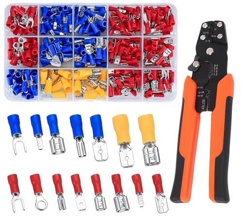 280 Pezzi Capicorda Elettrici,0,5–6,0 Mm² Faston Elettrici,Capicorda,Include 1 Pinza Crimpatrice,Materiali Di Alta Qualità,Facile Da Installare
