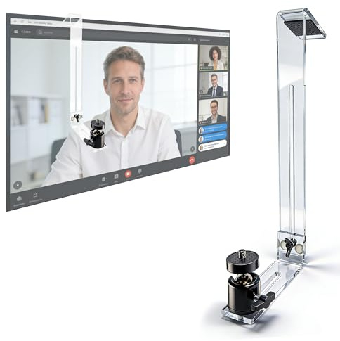 JUHARFA M1 Pro Webcam Mount for Monitor | Transparent Acrylic, Adjustable Pan-Tilt Head, Anti-Slip Pads, Assembled Design, For Desktop PC Laptops