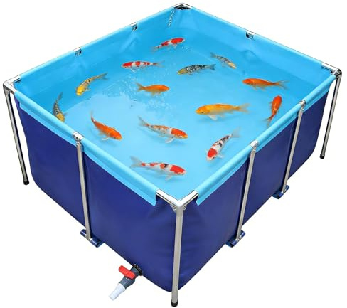 JS Space Piscina Desmontable Rectangular Swimming Pool Exterior para Infantils o Adultos con Soporte Tubular Metal para Terraza 150×100×80cm