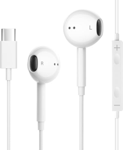USB C Wired Earphones, Apple MFi Certified Type C Headphones In Ear Earbuds With Mic&Volume Control Noise Cancelling for iPhone 15/16/17,iPad,Samsung Galaxy S25/S24/S23/S22/S21,Pixel 7/6