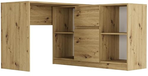 Framire Eckschreibtisch N-14 Rechts Artisan Eiche 120x120x78 cm – Computertisch mit Kommode, Schreibtisch für Schlafzimmer, Wohnzimmer & Studio, Modern N-14