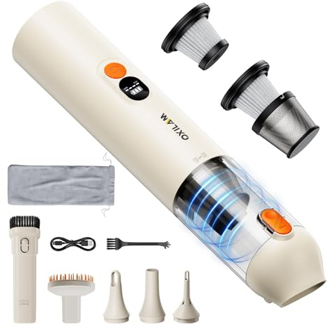 OXILAM Car Vacuum Cleaner Cordless Powerful Suction, 30 Minute Run-Time, Blow & Suction 2 in 1, Washable Filter, Portable Mini Hoover Handheld Vacuum Cleaner for Home, Car, Pet, Office