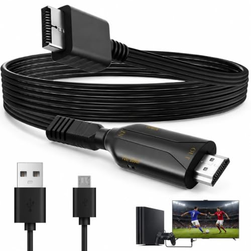Ignara PS1/PS2 to HDMI Adapter Cable PS2 to HDMI Converter Cord Supports 1080P/720P Output HD Video Audio Multimedia Interface Link Connector for PS1/PS2 Game Consoles Modern HDTV Monitor Projector