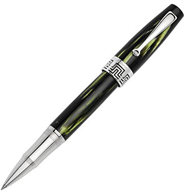 Montegrappa Extra 1930 Tintenroller aus Sterling-Silber und Zelluloid in der Farbe Bamboo Black, Länge: 13,8cm, ISEXTRCW