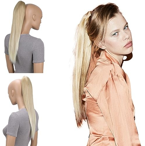 CAISHA 50cm Clip on Zopf Haarteil Pferdeschwanz Haarverlängerung Kunsthaar Glatt Blond Mix H77a