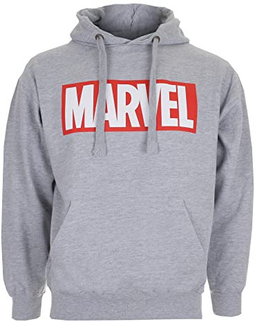 Marvel Men's Core Logo Hoodie, Grey (Sport Grey), M UK