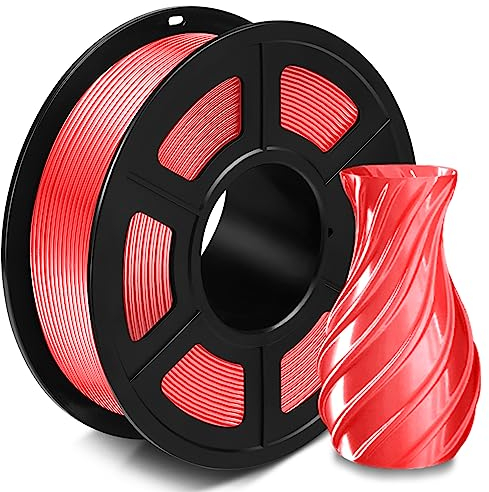 SUNLU Silk PLA+ Filament 1.75mm, Glänzendes 3D Drucker Filament, PLA Plus Filament mit Seidige Druckoberfläche, Maßgenauigkeit +/-0.02 mm, 1KG Seide Wassermelonenrot