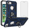Phone Case for iPhone 6/6s/7/8 with Tempered Glass Screen Protector Stand Ring Holder Shockproof Silicone Heavy Duty Accessories i Phone6s Phone7s Phone7phone Six Seven 6a i6 i7 i8 7s 8s S Blue