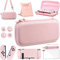 OLDZHU Rosa Reisezubehör Set Kompatibel mit Nintendo Switch,10 in 1 mit Rosa Tragetasche für die Switch,harter Schutzhülle,Glas-Displayschutzfolie,verstellbarer Ständer und Daumengriffkappen