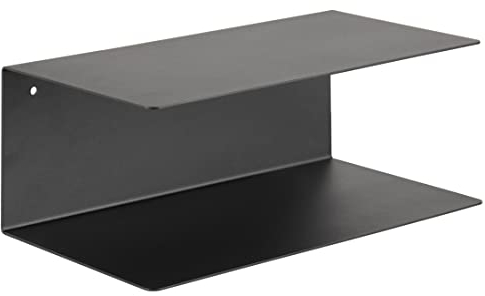 AC Design Furniture Jeppe rechteckiges Wandregal 2er-Set, minimalistisches Wandregal aus schwarzem Metall mit 2 Ablageflächen, perfekt für Wohnzimmer, Büro, Schlafzimmer, Küchenregal
