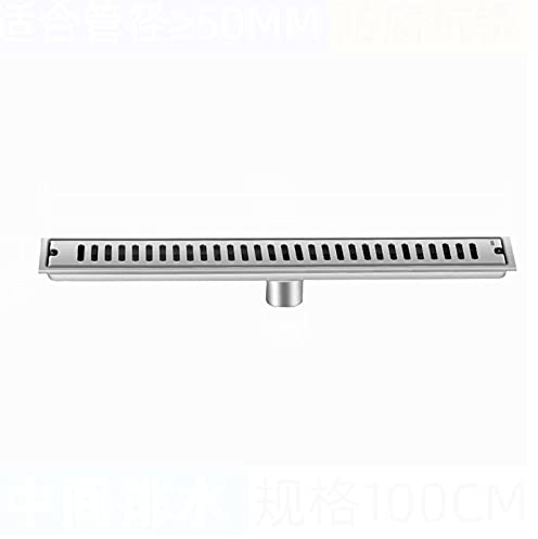 Edelstahl Duschrinne Bodenablauf 20-100cm kann auswählen Duschablauf Klassisches Geruchsverschluß Badablauf extra flach Ablaufdeckel für Badezimmer, WC, Garten, Outdoor (100cm)