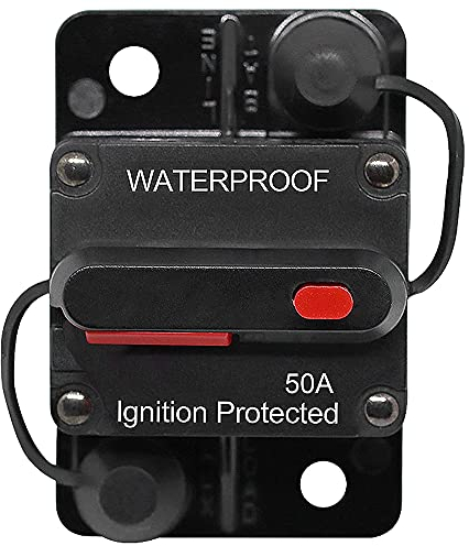 Ruolin Disyuntor Impermeable 30A - 150A, DC 12V - 24V Interruptor de Portafusibles de Reinicio AutomáTico para Coche, Barco, Motocicleta