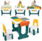 YARDIN Kindertisch mit Stühle Set 5-in-1 Kinder Tisch Stuhl Spieltisch mit 2 Stühle Doppelseitiger Tischplatte Höhenverstellbarer Multifunktionaler Stauraum für Kindern Lern Spielen Kindermöbel