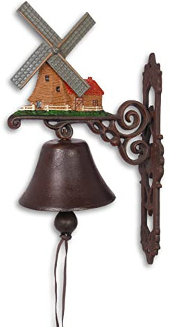 Große Glocke Windmühle | Wandglocke Türglocke | Gusseisen | Wanddeko Türdeko
