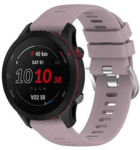 Yikamosi Kompatibel mit Garmin Forerunner 255S Armband,18MM Schnellverschluss Weiches Silikon rostfreiem Metallverschluss Ersatzbänder Kompatibel für Garmin Forerunner 255S/Venu 2S,Violett
