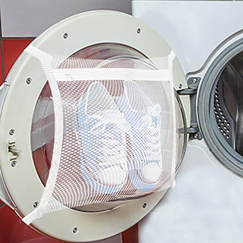 Confezione da 2 borse per asciugatrice e lavatrice, per scarpe, abbigliamento e lavanderia, cinghia elastica regolabile per la maggior parte delle asciugatrici e porte della lavanderia (40 x 40 cm)