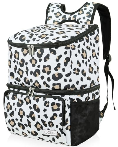 Wolka Breast Pump Bag with Dual Insulated Compartments & Removable Divider,Breast Milk Cooler Travel Bacpak with 50 cans Capacity,Fit Most Breast Pumps Like Medela, Spectra S1,S2, Evenflo (White)
