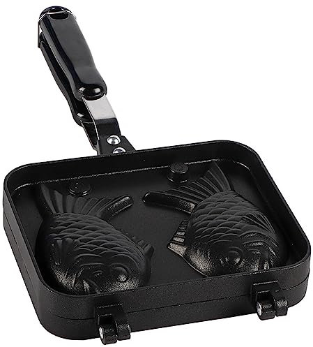 Akozon Taiyaki-Maker, Maker-Pfanne mit 2-seitiger Fischform, Fischwaffel, Edelstahlform, Antihaft-Backformen, Waffelkuchen