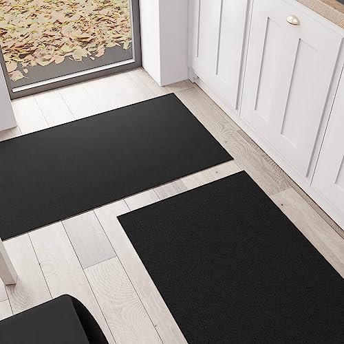 PETTI Artigiani Italiani - Tappeto Cucina, Passatoia Cucina, Tappeto Cucina Lavabile Antiscivolo, Tappeto Runner Cucina, Tappeto Tinta Unita 52x180 cm Nero, 100% Made in Italy
