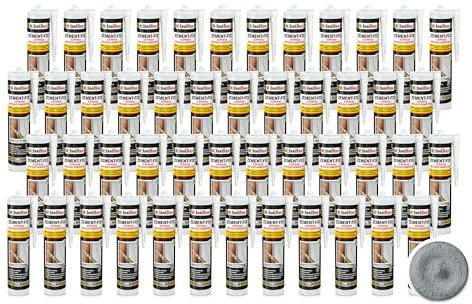 Isolbau Zement-Fix 48 x 300 ml Betongrau Express Reperaturmörtel - Dichtungsmasse für Fugen & Risse im Innen- & Außenbereich, Kartusche