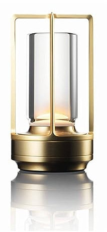Luxus - Tischlampe Touch Deluxe - Juliette - Gold - H18 x Ø9 - Terrassenlampe - Schreibtischlampe - LED - Wiederaufladbar - Dimmbar - Kabellos - Tischlampe für innen und außen