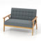 COSTWAY 2 Sitzer Sofa, Sessel aus Massivholzrahmen & Leinen, gepolstertes Sofa, Zweisitzer Polstersofa Doppelsofa, bis 250 kg, für Schlafzimmer Wohnzimmer Büro, 114x72x77cm, Grau