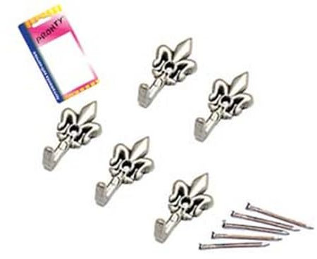 12BLISTER GANCI PER QUADRI GIGLIO ARGENTO MICRO - mm.24, in bl.5 pz.