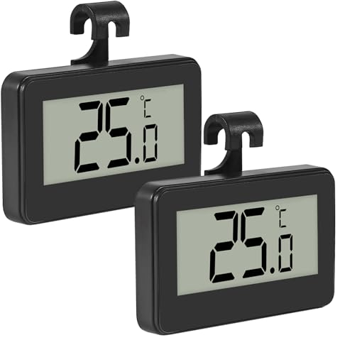 2 Stk Kühlschrankthermometer, Digital Kühlschrank Thermometer mit Gut Lesbarem LCD-Anzeige Thermometer für Gefrierschrank mit Frost Alarm Thermometer kühlschrank für Zuhause, Home, Restaurants, Küche