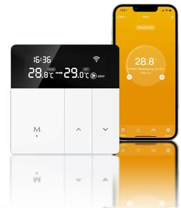 RKHK i8 Smart WiFi Thermostat mit Sprachsteuerung (Alexa/Google) – Programmierbarer Innenthermostat, Energieeffizient, Fernsteuerung via App