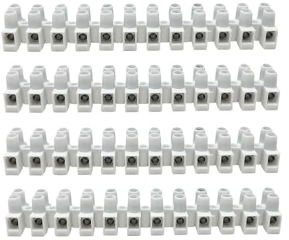 HALOTEC Confezione da 4 Morsetti Connessione Elettrica | Isolante Polipropilene Bianco | 10 mm, 24A | Alta Resistenza per Impianti Elettrici Professionali | Sicurezza e Durata per Cavi Versatili