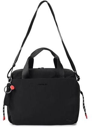 Hedgren TOMOKO Damen Handtasche mit 2 Henkeln – Wasserabweisende Schultertasche aus recyceltem Material mit verstellbarem Gurt & Flaschenfach - Schwarz