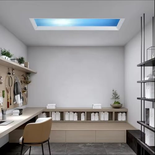 Lucernario Virtuale Artificiale Intelligente LED Blue Sky Light, Illuminazione da Incasso per Interni con Telecomando Lampada da Pannello per Soffitto Domestico a LED(Non-intelligent,E 600*600mm)