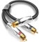 EMK RCA Y Splitter Cable 1.5M,1 Male to 2 Male Subwoofer Splitter Cord,RCA Y Cable Heavy Duty, Gold Plated Subwoofer Splitter for Subwoofer, Home Theater
