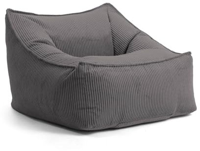mokebo Sitzsack Sessel aus Cord 'Der Lümmel', XXL Sitzsack, Cord Sessel oder Sitz Sessel für Wohnzimmer und Wintergarten, auch als Riesensitzsack in 83x73x60 (BxHxT in cm) in Anthrazit