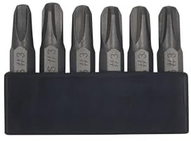 Lot de 6 embouts de tournevis JIS de 35 mm avec pointe magnétique, tige hexagonale 1/4, alliage d'acier S2 et bande de rangement à 6 fentes – Parfait pour les motos, voitures, vélos et équipements