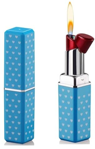 Briquet à Rouge à lèvres Coupe-Vent au Butane, Briquet Classique à Flamme Douce, Briquet Portable Rechargeable à Flamme réglable for l'extérieur, Bougies, Camping, Cadeau for Homme(A)