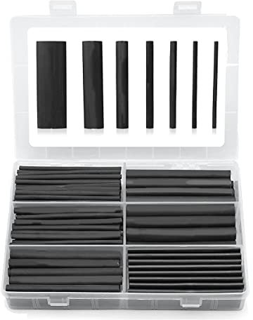 Okeeyseda Kit di Guaine da 180 Pezzi Rapporto 3:1 Rivestito con Adesivo Guaina Termoretraibile di Marino Guaina Termorestringente Industriale Nera