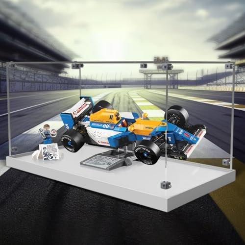 Figures Display Box for LE-GO for 10353 Williiams Racing FW14B & Niigel Mansell - F1 Acrylic Dustproof Transparent Custom Display Case Storage Box (No Model) (white base)