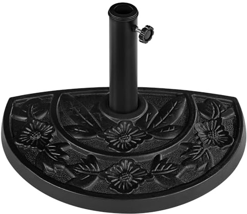 Yaheetech Base per Ombrellone Semicircolare in Resina Supporto 9,6 kg per Ombrellone Pali da Ø38mm o Ø48mm, Design retrò, per Terrazza Balcone Patio Esterno, Nero