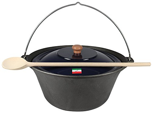 GRILLPLANET® Gulaschkessel Gusseisen 10 Liter mit Deckel