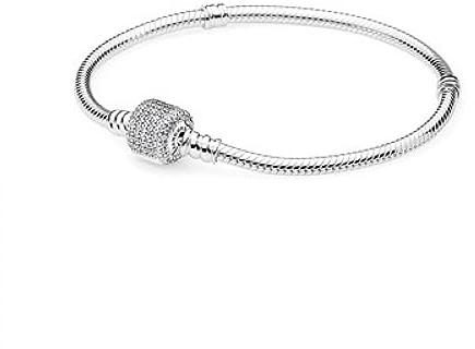 PANDORA Moments Schlangen-Gliederarmband mit Funkelndem Pavé-Verschluss Silber 18 cm