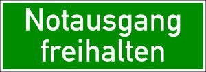 LEMAX® Rettungszeichen, Wortschild Notausgang freihalten, praxisbewährt Alu geprägt grün/weiß 300x105mm