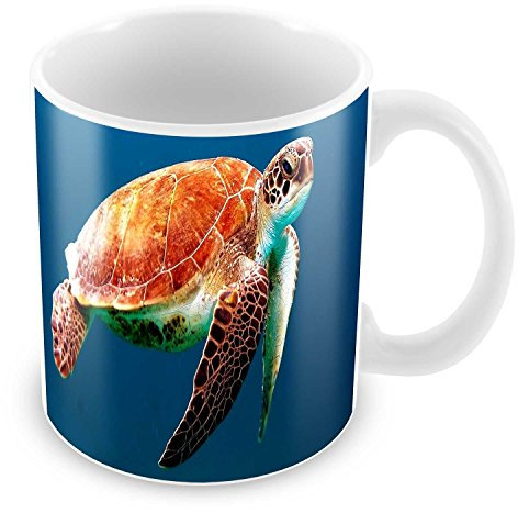 Mug tartaruga verde oppia acque marine tropicali degli oceani