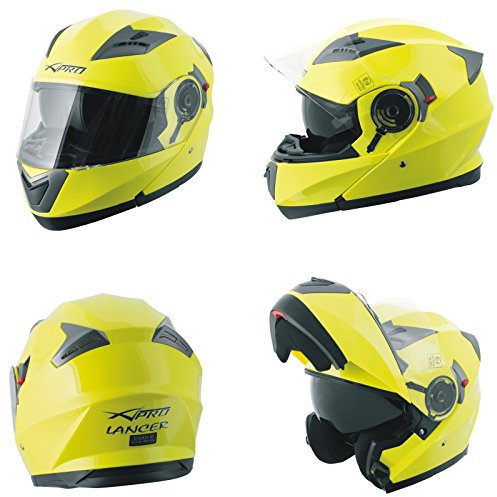 Helm Klapphelm Innensonnenblende Motorradhelm Modular Gelb Fluo XL