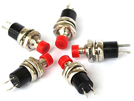 YTIan 5Pcs Interrupteur Bouton Poussoir momentané Rond Rouge AC250V 1A N/O Marche/arrêt SPST 2 Broches