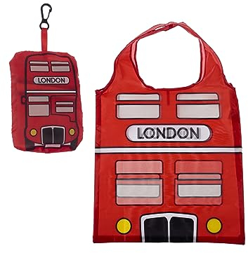 Handy Fold Up London Bus Shopping Bag with Holder FBAG10A