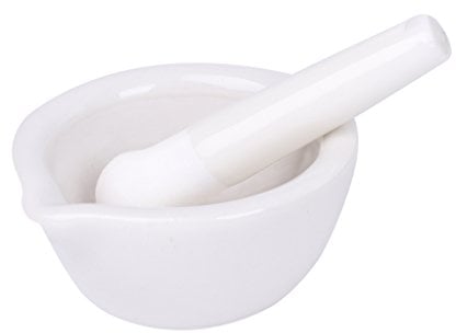 KINTRADE Porcelain Polished White Mortar and Pestle Set - 2.3 inch Diameter for Grinding Spices, Herbs, Medicine