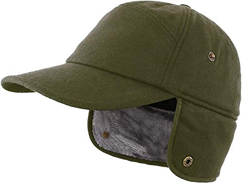 Magracy Herren Winter Baseball Cap mit Visier Warm Earflap Hut Trapper Jagdmütze, armee-grün, 58