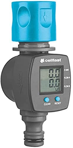 Cellfast Flowmeter cellPRO™, Einfache Kontrolle des Wasserverbrauchs, 0,5-6 bar, Hilft Wasser zu sparen, Hohe Qualität, 52-096